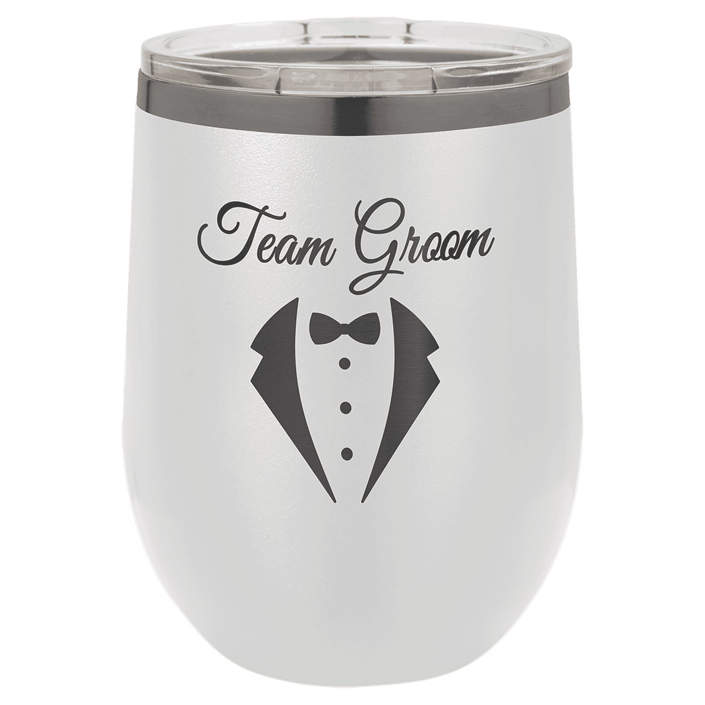 Custom Polar Camel® 12oz Ghost Black ION - Plated Stemless Wine Tumbler with Lid - Etchified - Polar Camel - LTM870