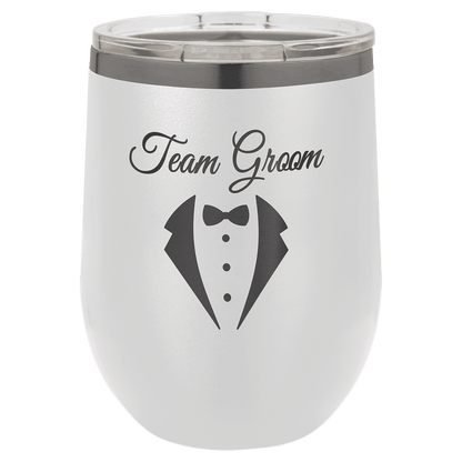 Custom Polar Camel® 12oz Ghost Black ION - Plated Stemless Wine Tumbler with Lid - Etchified - Polar Camel - LTM870