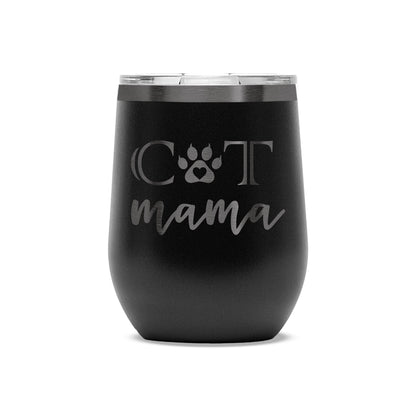 Custom Polar Camel® 12oz Ghost Black ION - Plated Stemless Wine Tumbler with Lid - Etchified - Polar Camel - LTM870