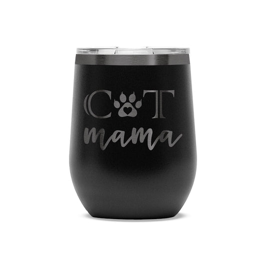 Custom Polar Camel® 12oz Ghost Black ION - Plated Stemless Wine Tumbler with Lid - Etchified - Polar Camel - LTM870