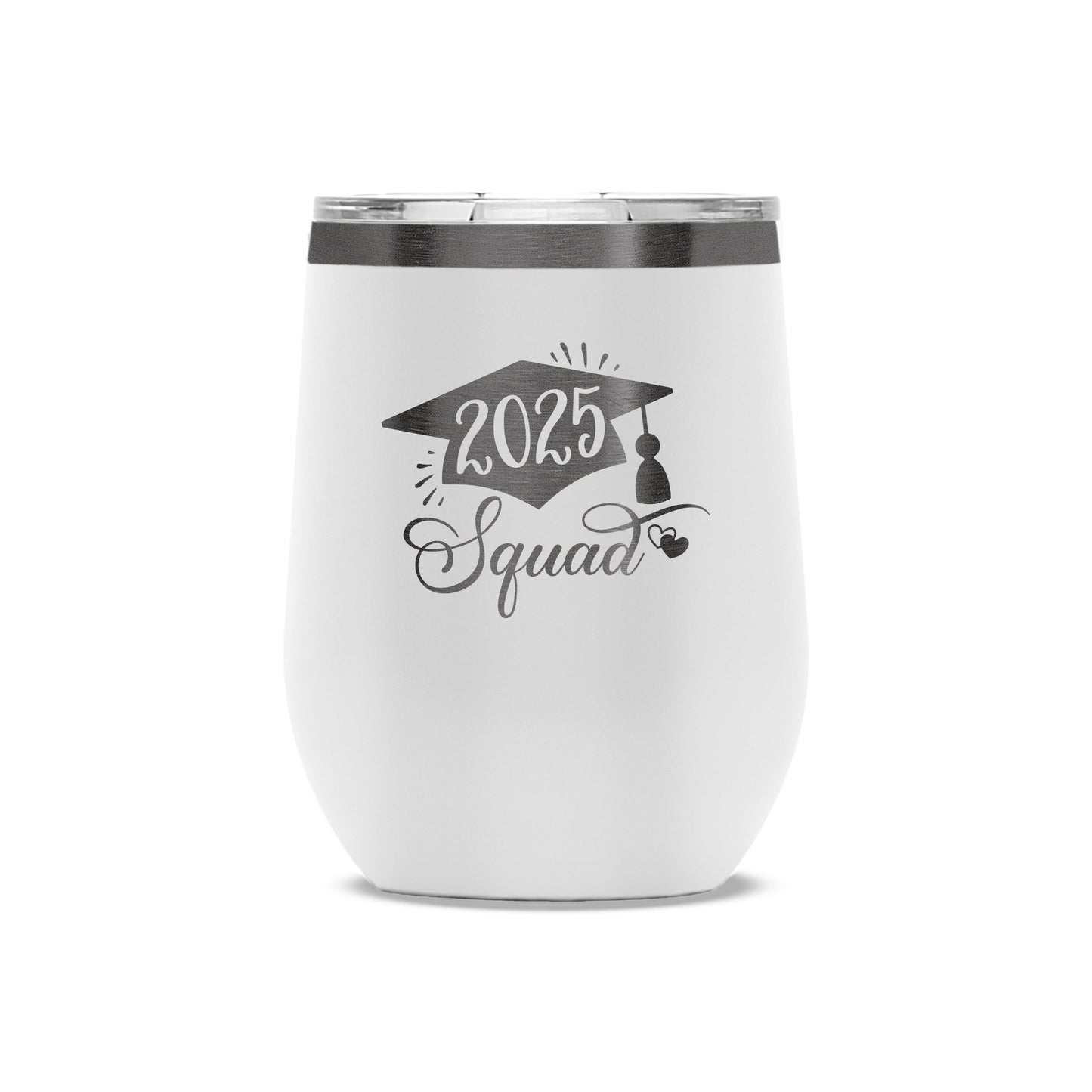 Custom Polar Camel® 12oz Ghost Black ION - Plated Stemless Wine Tumbler with Lid - Etchified - Polar Camel - LTM871