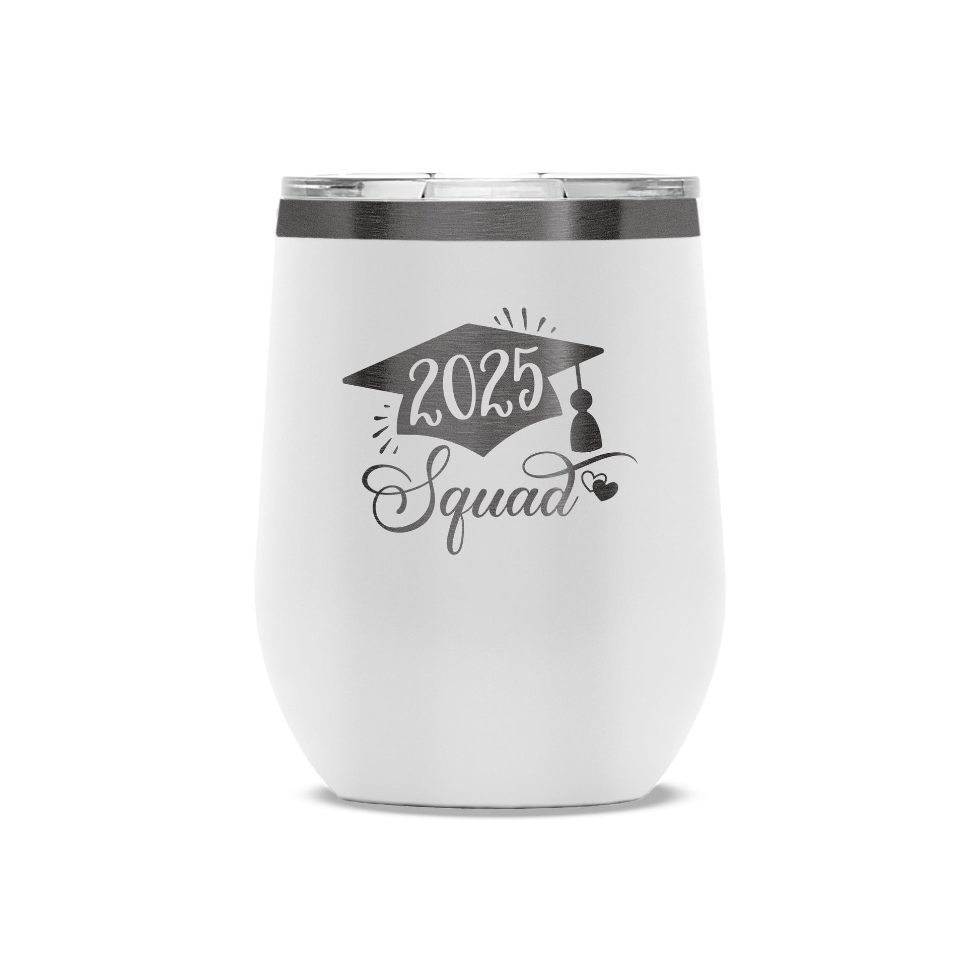 Custom Polar Camel® 12oz Ghost Black ION - Plated Stemless Wine Tumbler with Lid - Etchified - Polar Camel - LTM871