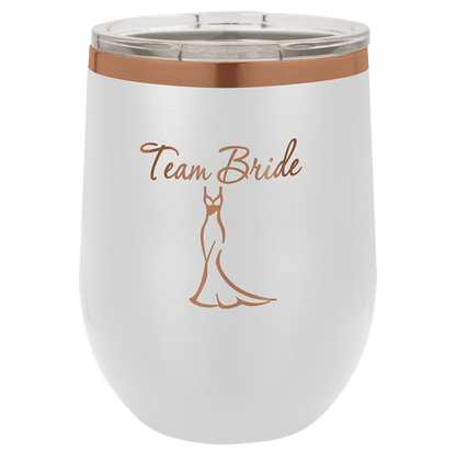 Custom Polar Camel® 12oz Rose Gold ION - Plated Stemless Wine Tumbler with Lid - Etchified - Polar Camel - LTM881