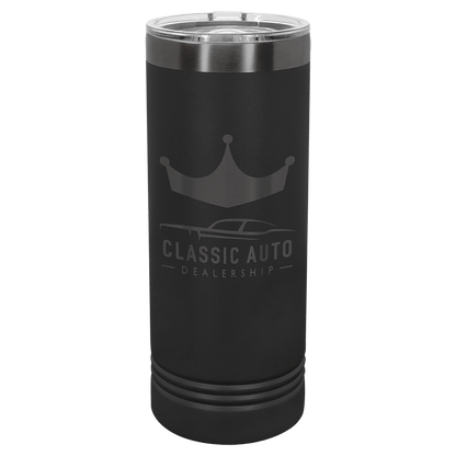 Custom Polar Camel® 22 oz. Ghost Black ION - Plated Skinny Tumbler with Slider Lid - Etchified - Polar Camel - LTM7030