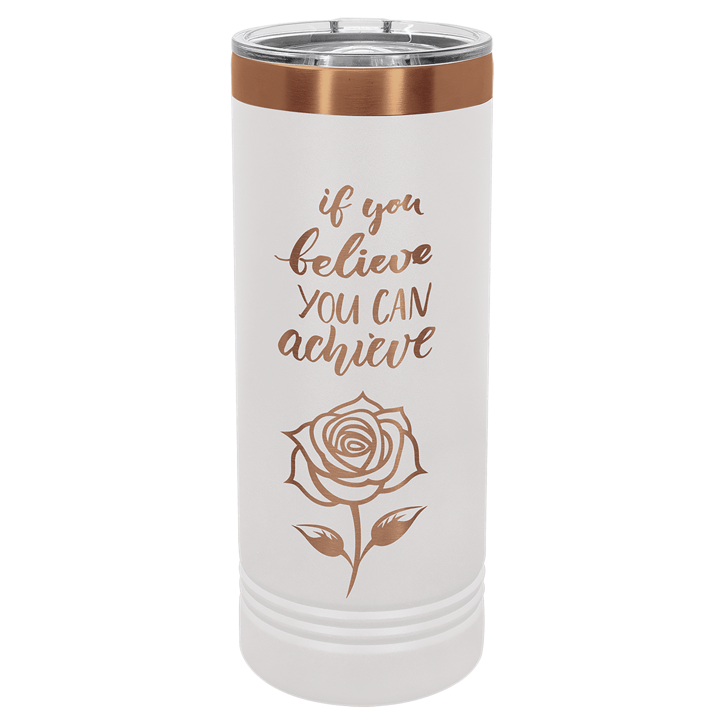 Custom Polar Camel® 22 oz. Rose Gold ION - Plated Skinny Tumbler with Slider Lid - Etchified - Polar Camel - LTM7051