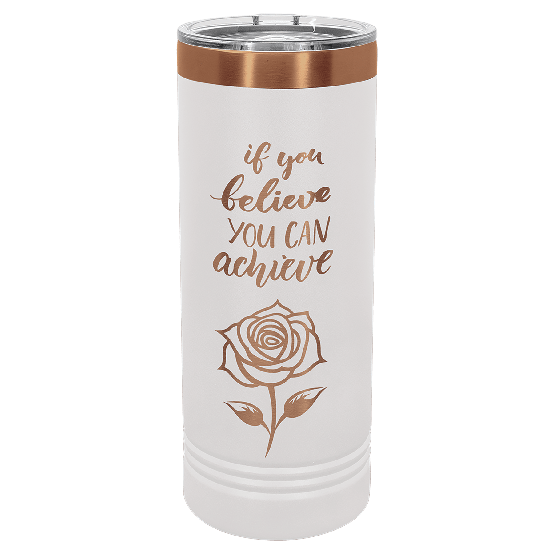 Custom Polar Camel® 22 oz. Rose Gold ION - Plated Skinny Tumbler with Slider Lid - Etchified - Polar Camel - LTM7051