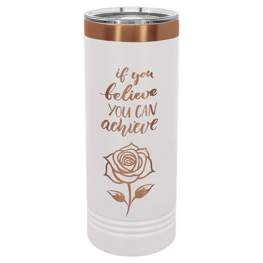 Custom Polar Camel® 22 oz. Rose Gold ION - Plated Skinny Tumbler with Slider Lid - Etchified - Polar Camel - LTM7051