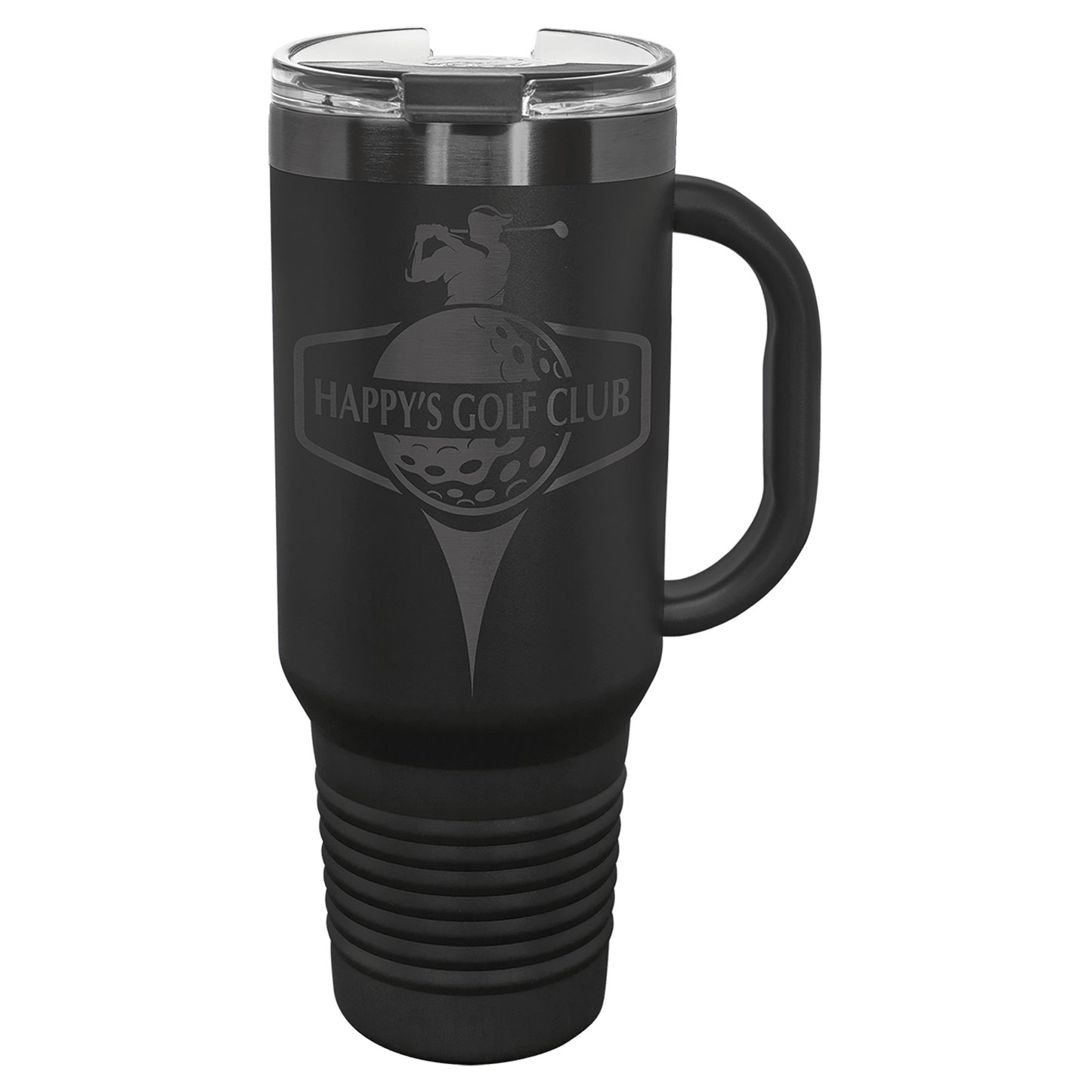 Custom Polar Camel® 40 oz. Ghost Black ION - Plated Travel Mug with Handle & Straw - Etchified - Polar Camel - 