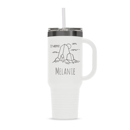 Custom Polar Camel® 40 oz. Ghost Black ION - Plated Travel Mug with Handle & Straw - Etchified - Polar Camel - 