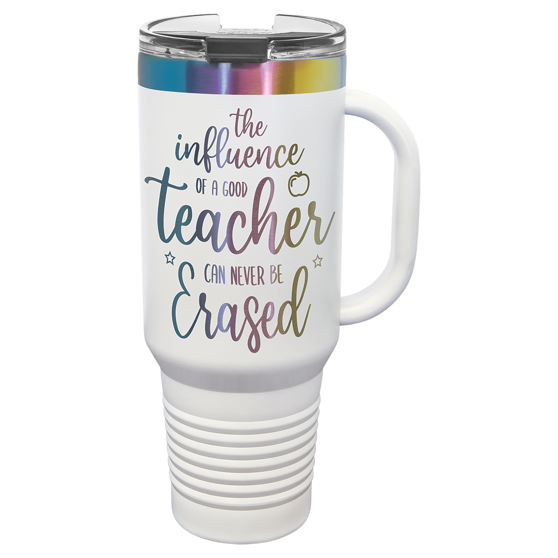 Custom Polar Camel® 40oz Prismatic Effect ION - Plated Travel Mug with Handle & Straw - Etchified - Polar Camel - LTM7485