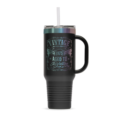 Custom Polar Camel® 40oz Prismatic Effect ION - Plated Travel Mug with Handle & Straw - Etchified - Polar Camel - LTM7485