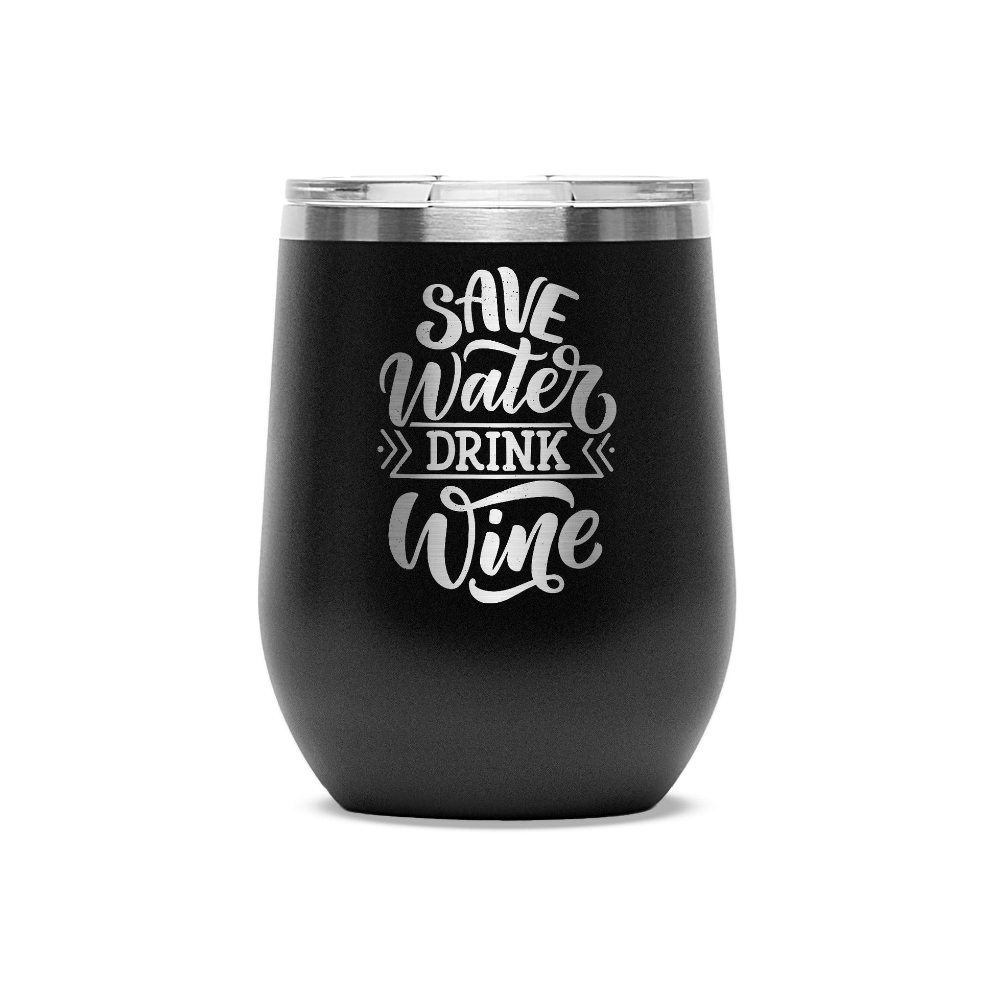 Easy Monogramming - Personalized 12oz Stainless Wine Tumbler with Lid - Mother's Day - Etchified - Polar Camel® - LTM852