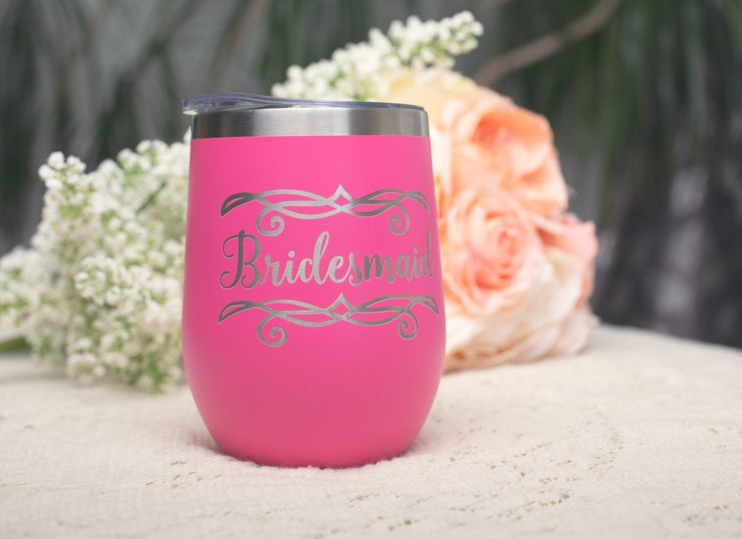 Easy Monogramming - Personalized 12oz Stainless Wine Tumbler with Lid - Mother's Day - Etchified - Polar Camel® - LTM867