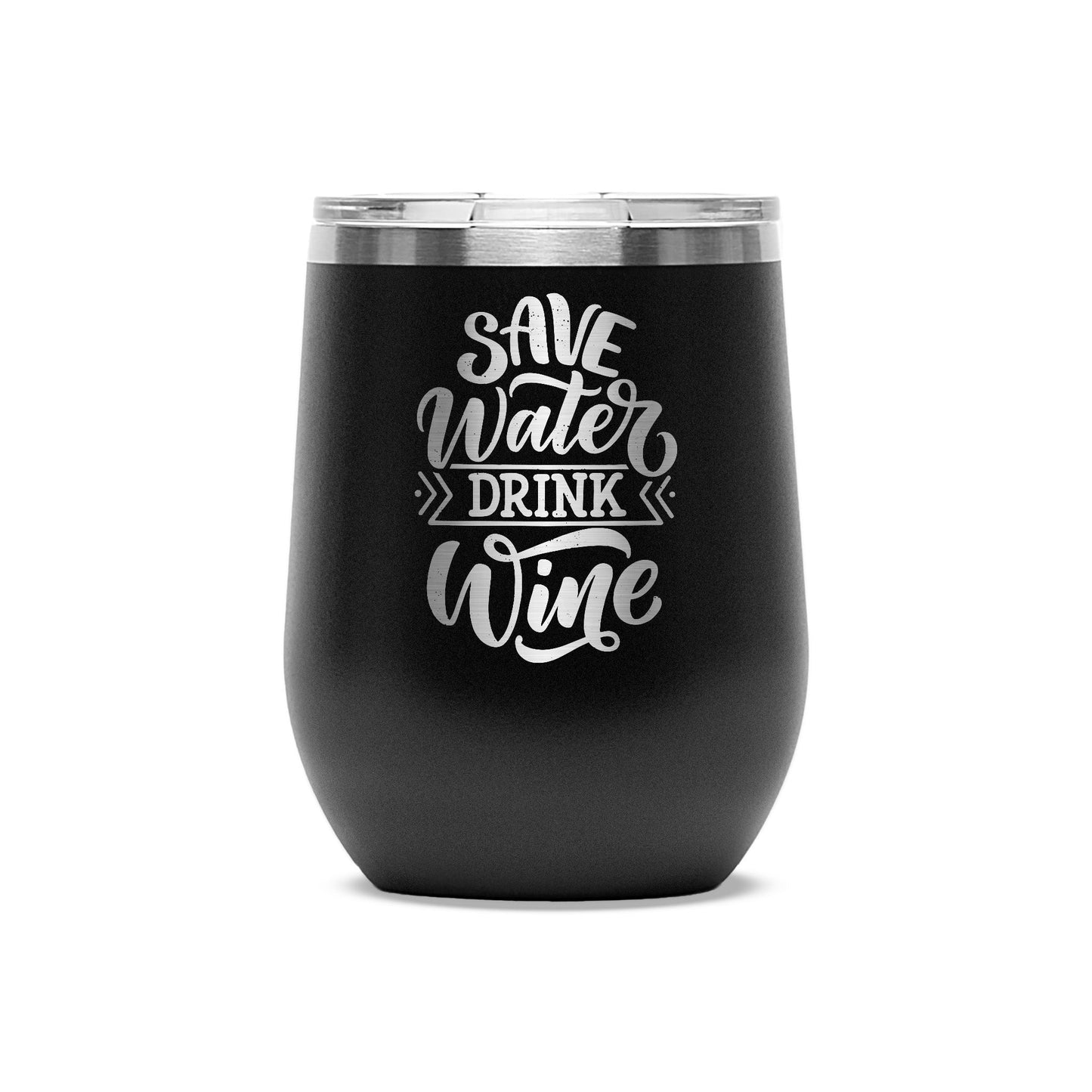 Easy Monogramming - Personalized 12oz Stainless Wine Tumbler with Lid - Valentines Day - Etchified - Polar Camel® - LTM852