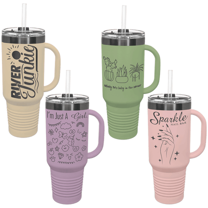 LIMITED EDITION 2025 - Polar Camel® 40 oz. Pastel Ghost Black ION - Plated Travel Mug with Handle & Straw - Etchified - Polar Camel - LTM7435