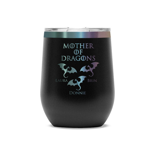 Mother of Dragons Polar Camel® 12oz Prismatic ION - Plated Stemless Wine Tumbler with Lid - Etchified - Polar Camel - LTM890