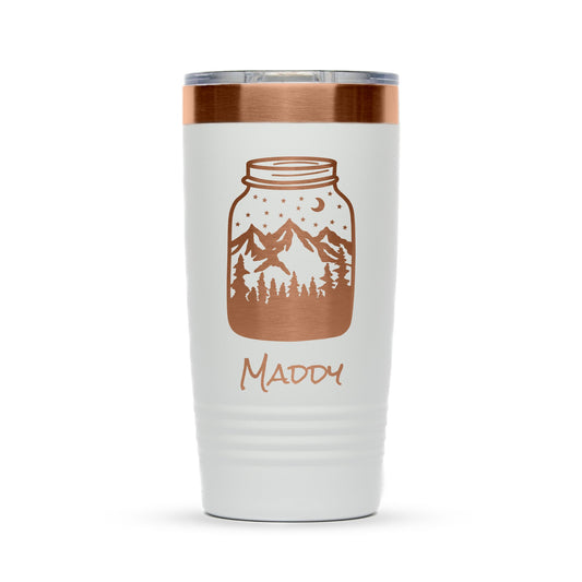 Personalized 20oz Ion Plated Rose - Gold Stainless Steel Tumbler with Slider Lid - Etchified - Polar Camel® - LTM7291