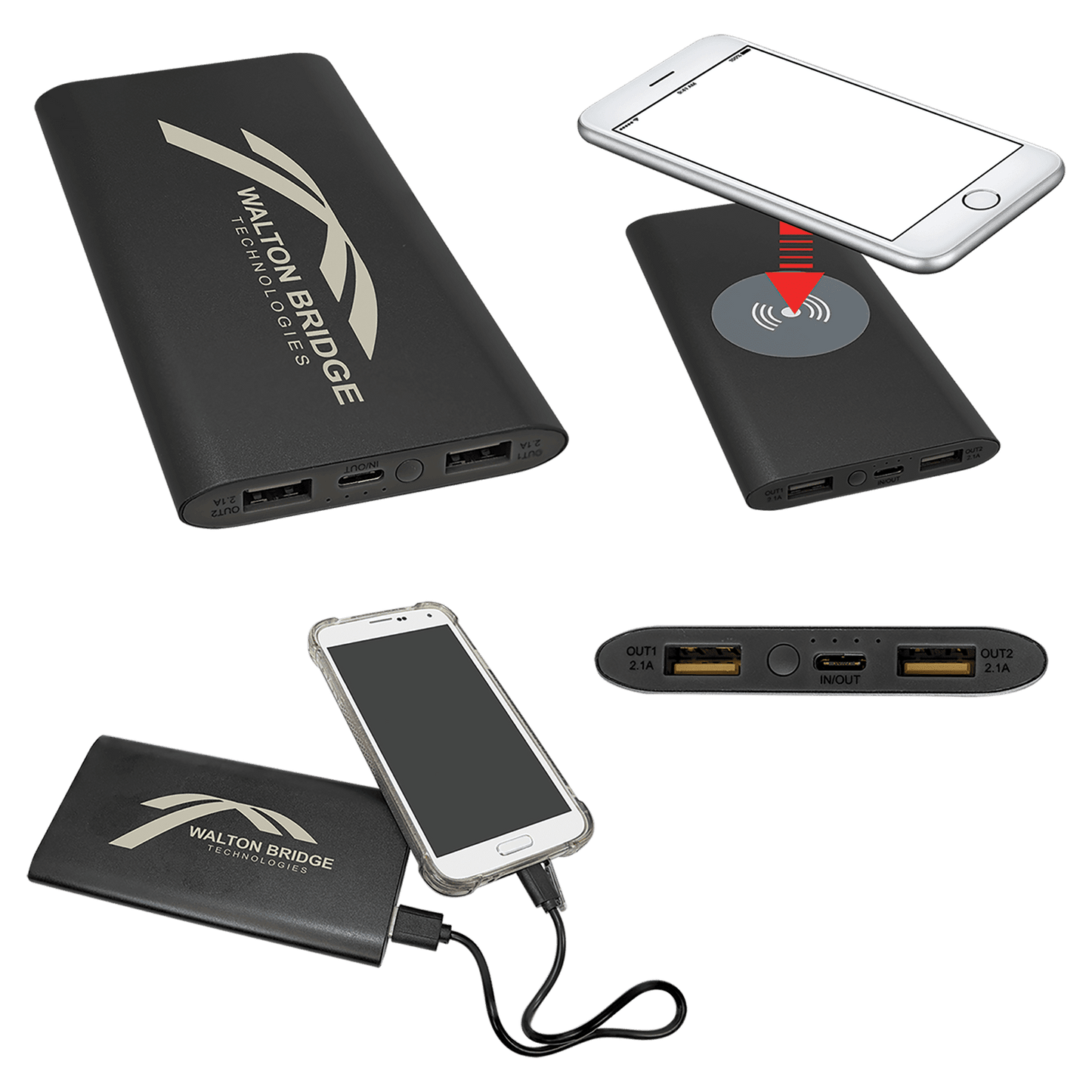 Personalized 8000mAh Power Bank & Wireless Charger with USB - C Cord - Etchified - Etchified - PWR801C