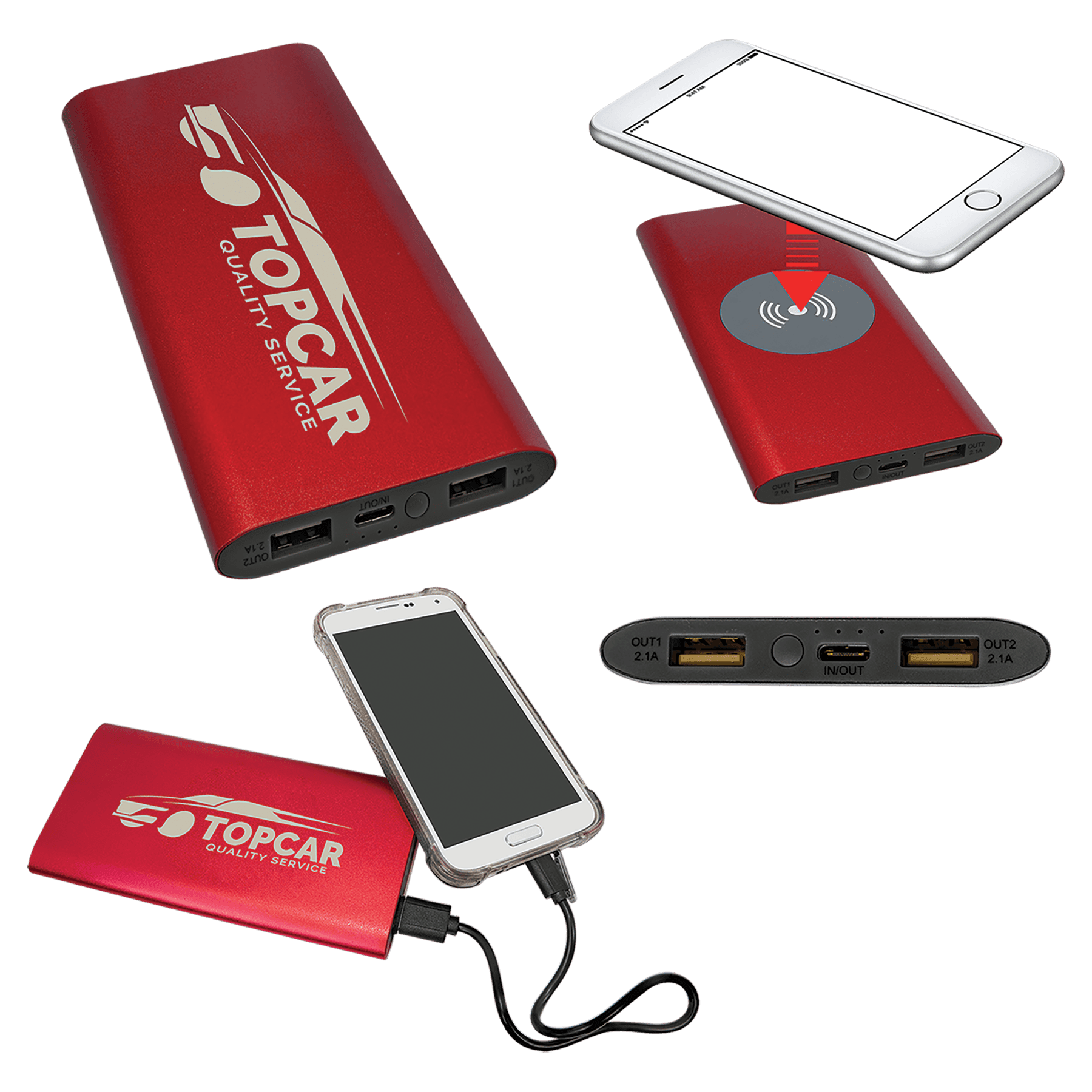 Personalized 8000mAh Power Bank & Wireless Charger with USB - C Cord - Etchified - Etchified - PWR802C