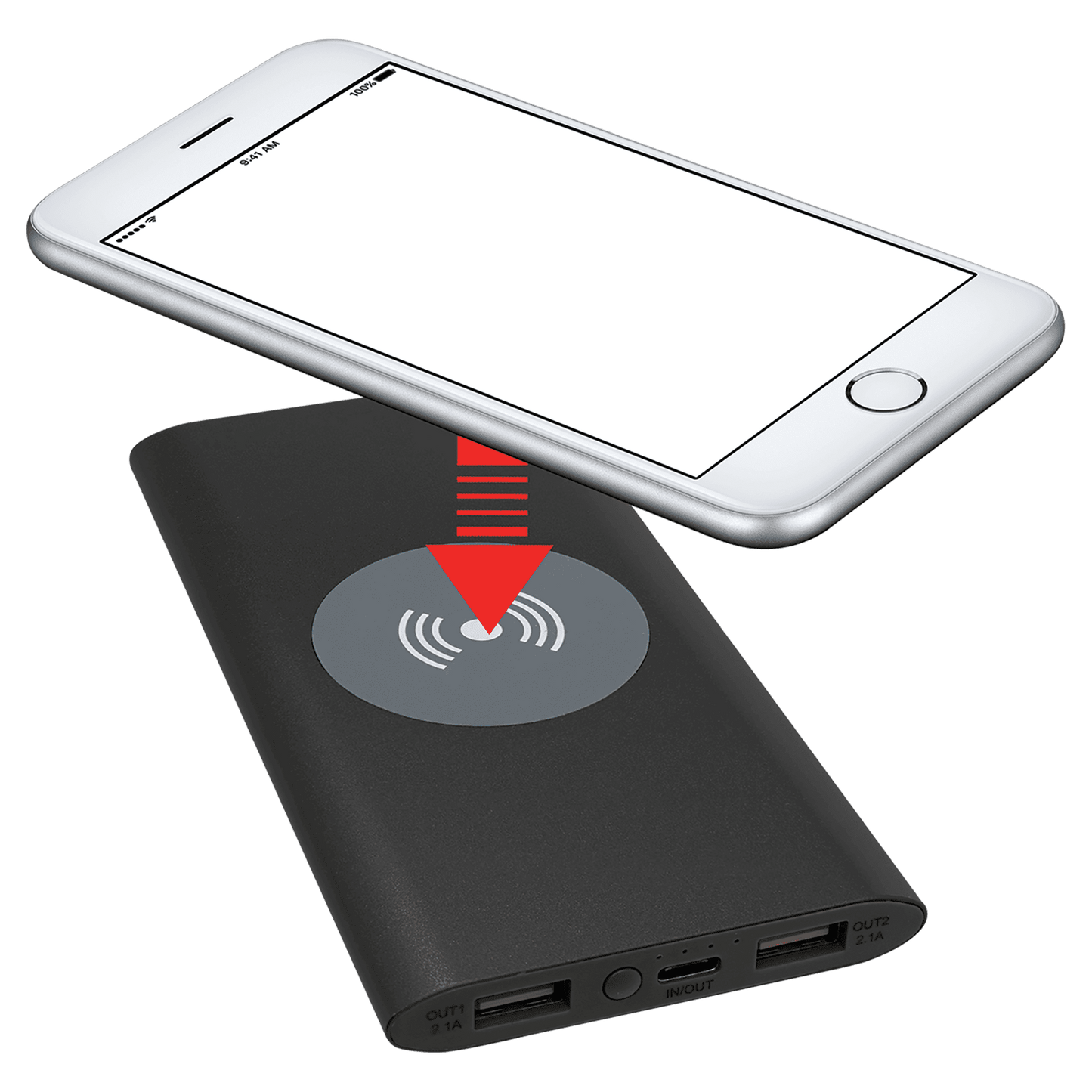 Personalized 8000mAh Power Bank & Wireless Charger with USB - C Cord - Etchified - Etchified - PWR802C