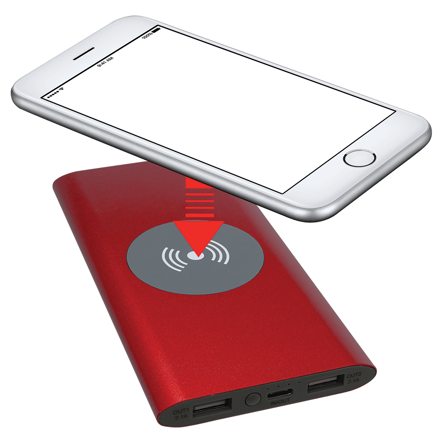 Personalized 8000mAh Power Bank & Wireless Charger with USB - C Cord - Etchified - Etchified - PWR803C