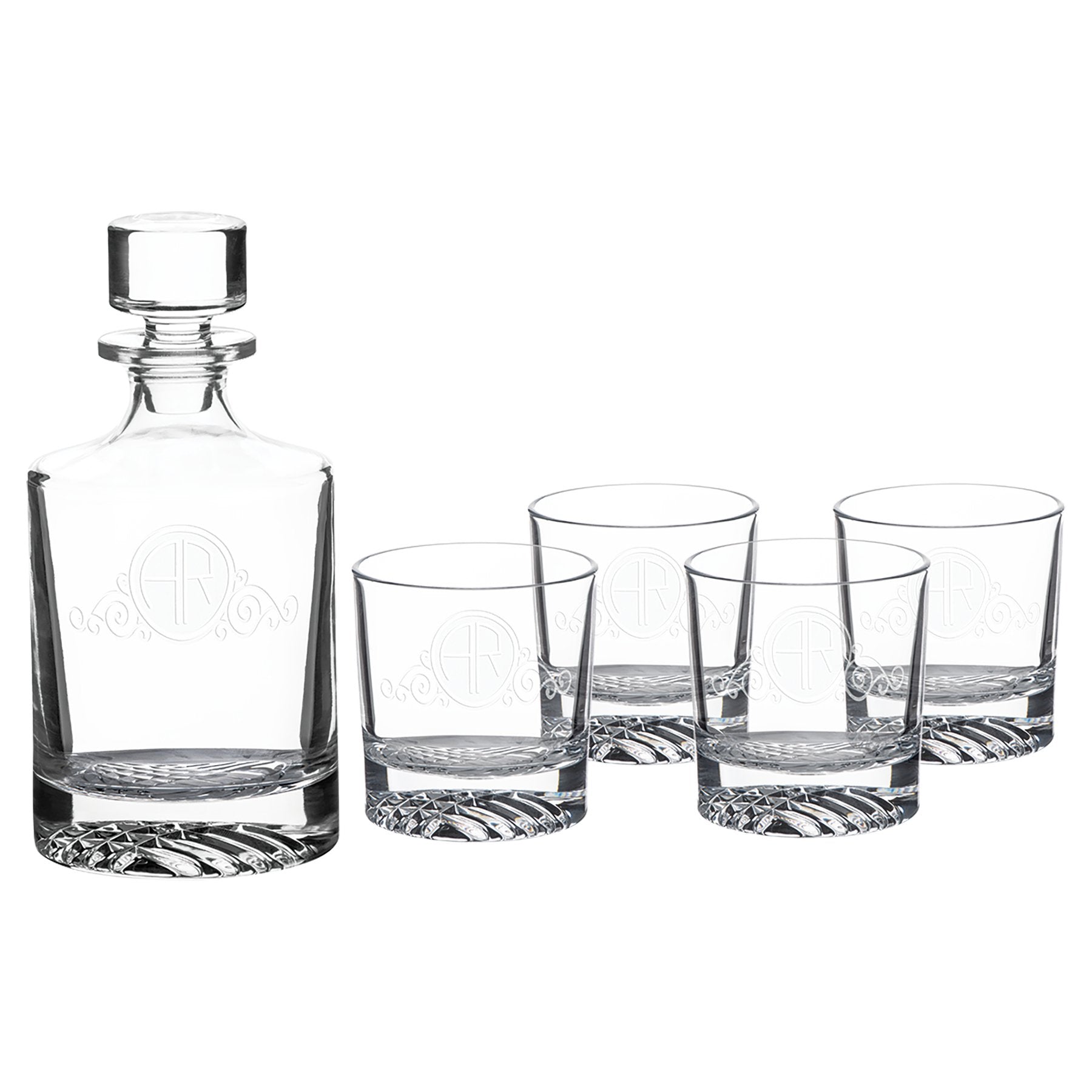 Personalized Criss-Cross Decanter and Glasses Set - Etchified-Polar Camel®-DCS401