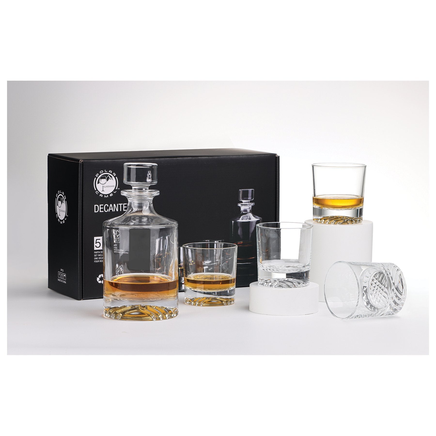 Personalized Criss-Cross Decanter and Glasses Set - Etchified-Polar Camel®-DCS401