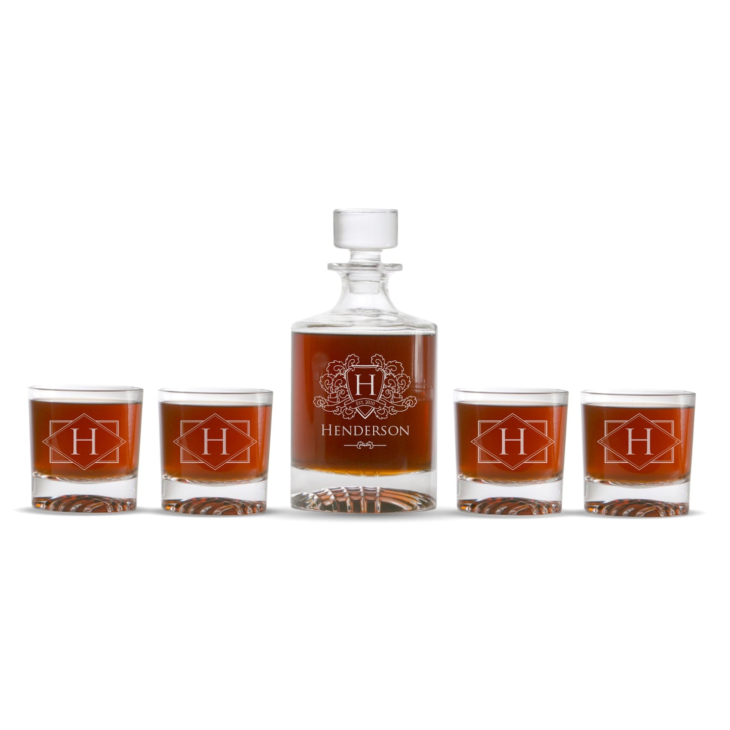 Personalized Waffle Pattern Decanter and Glasses Set - Etchified - Polar Camel® - DCS401