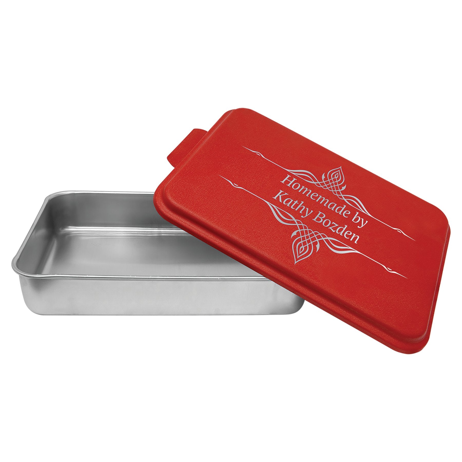 Personalized 9x13 Cake Pan with snap on Lid Etchified