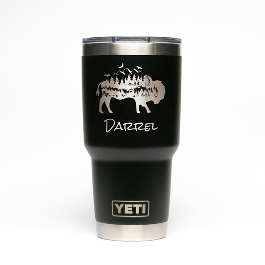 26 Oz YETI Cow Print Custom Engraved Rambler Bottle 